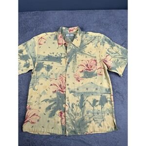 Vintage TOMMY BAHAMA Tropical Plants & Flowers Silk SHIRT LARGE